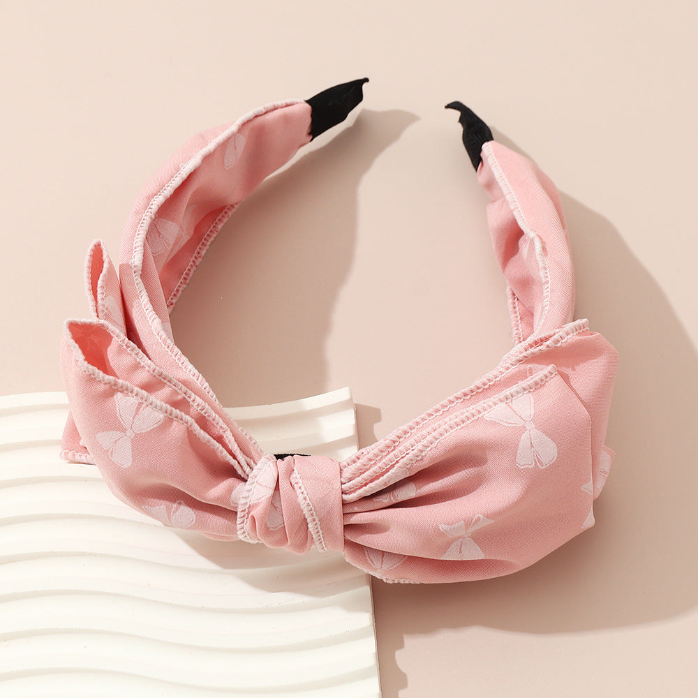 Minimalist Pink Bow Fabric Headband for Girls Summer Children's Hair Accessory Princess Style