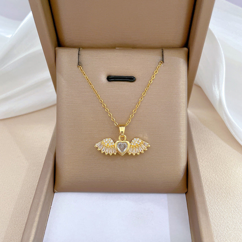 Collar de lujo unisex con cadena para labios de acero titanio con incrustaciones de diamantes de imitación geométricos