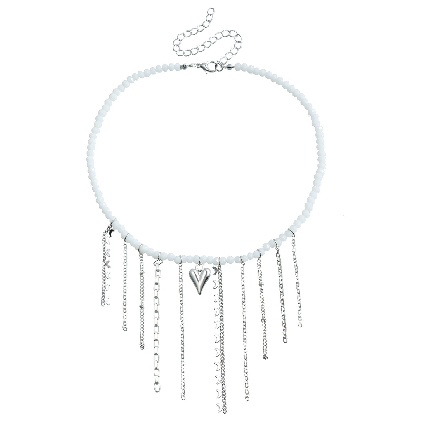 Collana da Donna Minimalista con Ciondolo a Cuore in Lega, Frange a Strati e Finitura Placcata