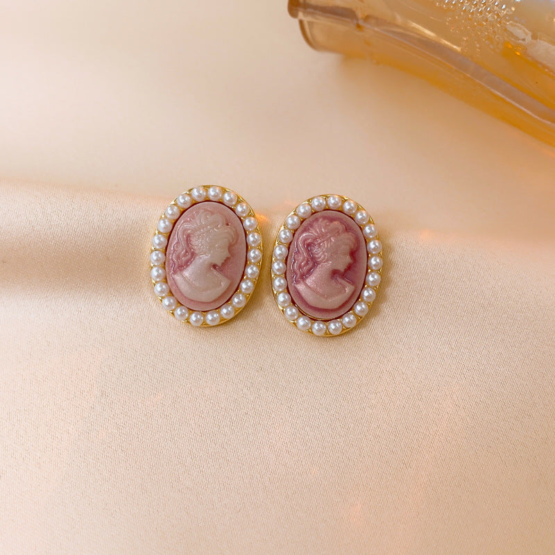 Pendientes ovalados de acrílico estilo vintage francés con postes de acero, diseño geométrico, acabado electrochapado, joyería elegante y ligera de lujo para las orejas