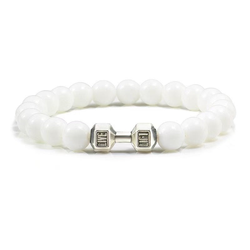 Fashion Matte Plated Alloy Beaded Bracelet Unisex Elastic Yoga Energy Bangle