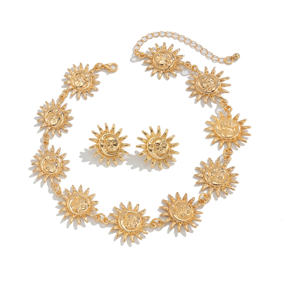 Collar Gargantilla Minimalista de Aleación de Zinc con Colgante de Sol Geométrico y Borla para Mujer