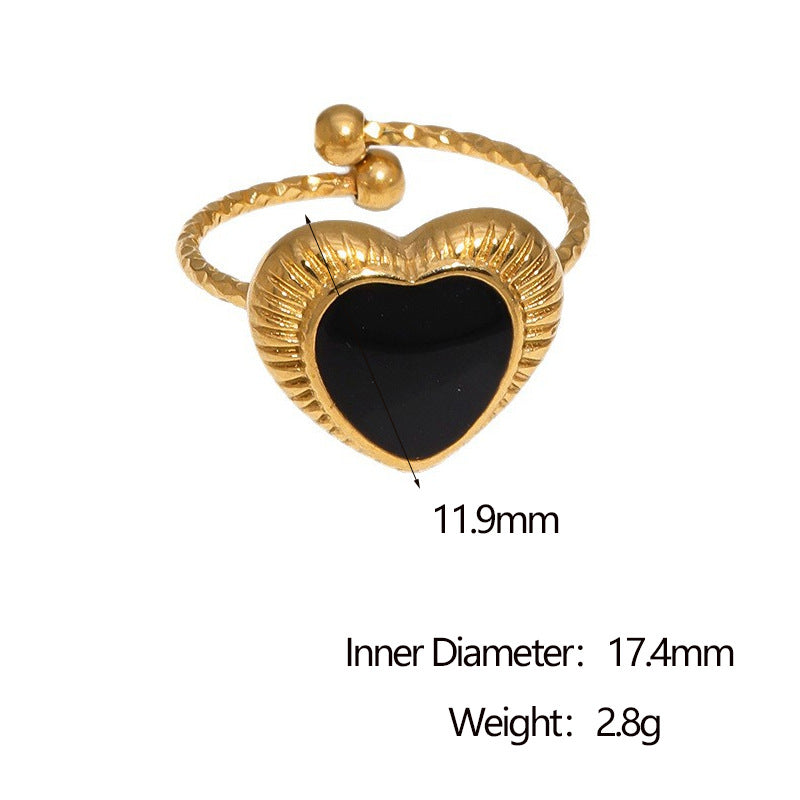 Anello minimalista da donna in acciaio inossidabile placcato oro 18K con cuore aperto