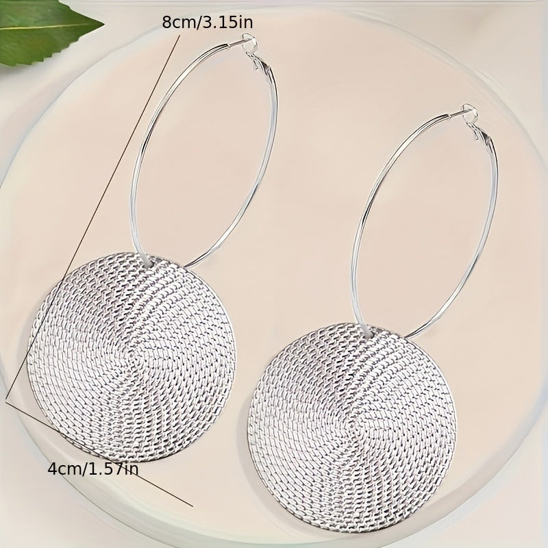 Vintage Luxury Plated Iron Geometric Round Hoop Earrings for Unisex