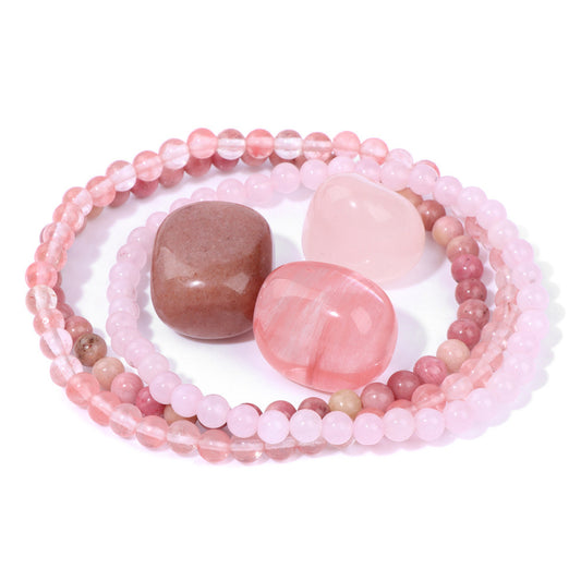 Vintage Geometric Stone Beaded Bracelet Set Unisex Meditation Raw Stone Stress Relief Hand Jewelry