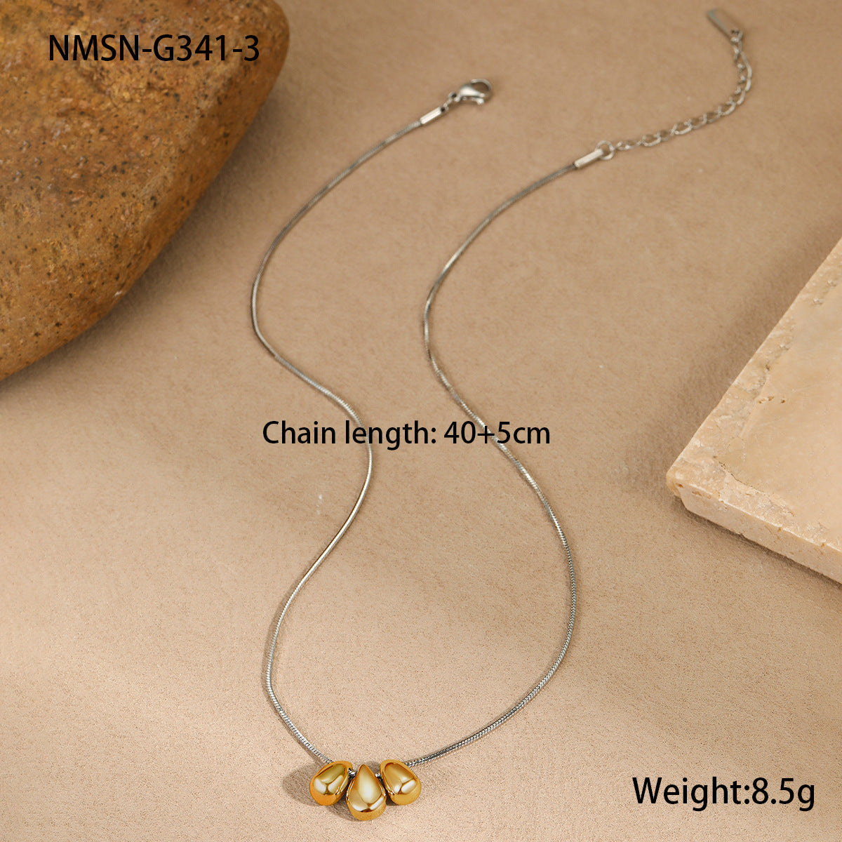 Collana da donna alla moda con gocce d'acqua geometriche in acciaio inossidabile e placcatura in oro 18 carati