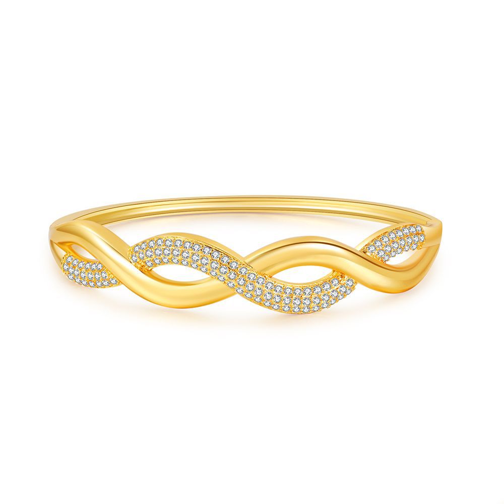 Minimalist Elegant Geometric Leaf Branch Brass Cuff Bracelet with Cubic Zirconia Inlay for Women and Men