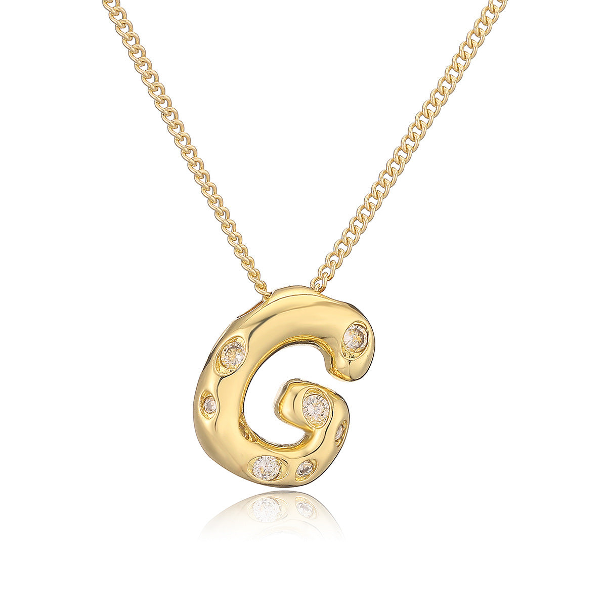 Collana da donna con ciondolo a lettera geometrico minimalista in ottone con placcatura in oro e intarsi in zircone