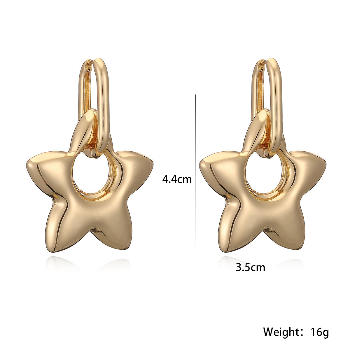 Minimalist Gold Plated Brass Star Earrings for Women