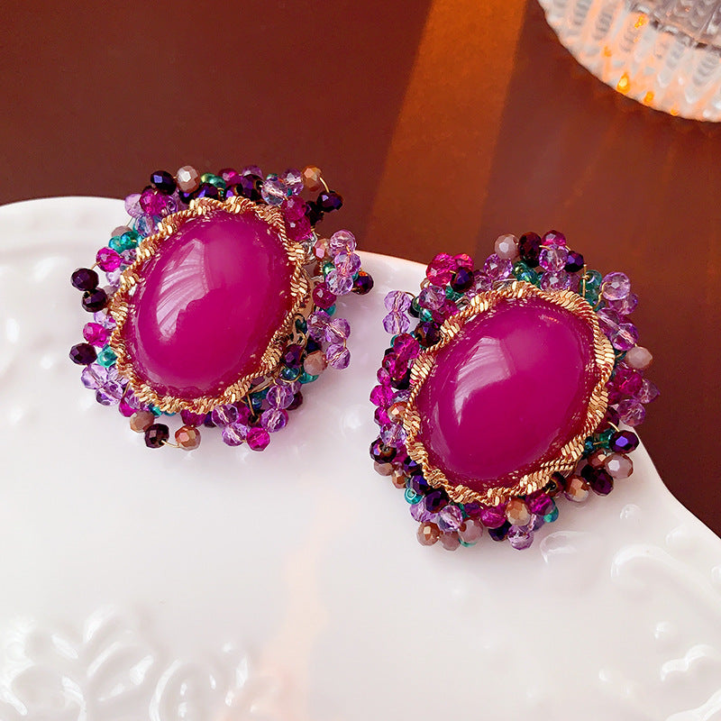 Pendientes Geométricos de Acrílico Estilo Vintage con Postes de Acero Chapado en Oro para Mujer