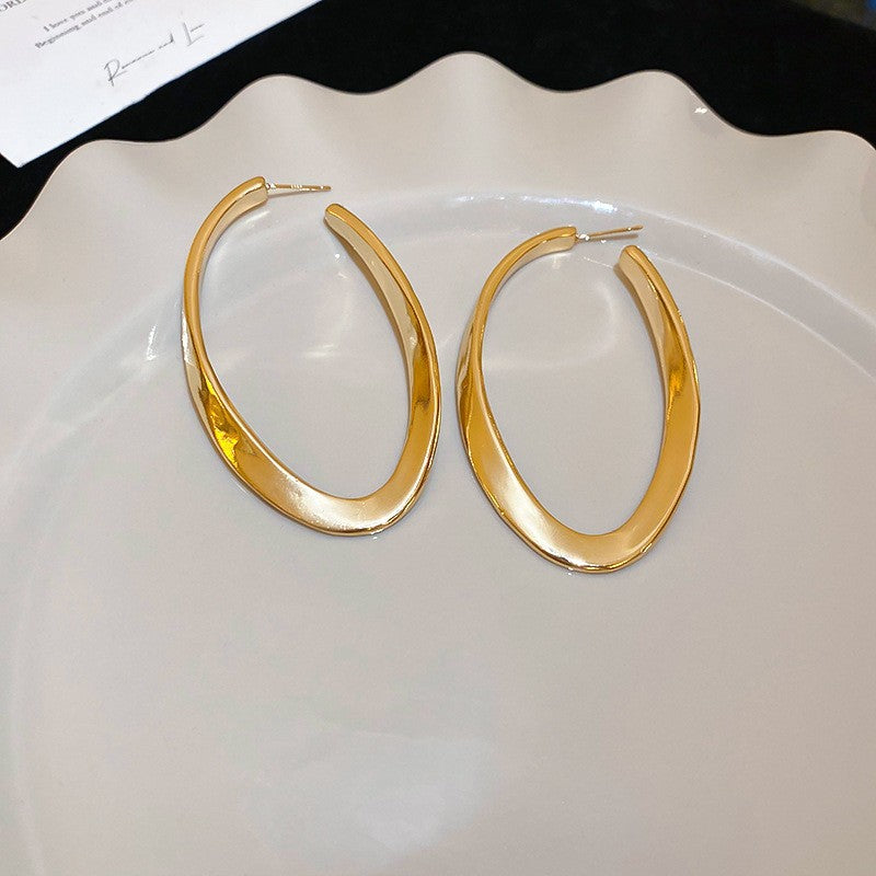 Orecchini a Cerchio Geometrici in Ferro Placcato Argento da Donna, Stile Minimalista Casual per Ufficio, Gioielli Eleganti di Ispirazione Vintage per Tutti i Giorni