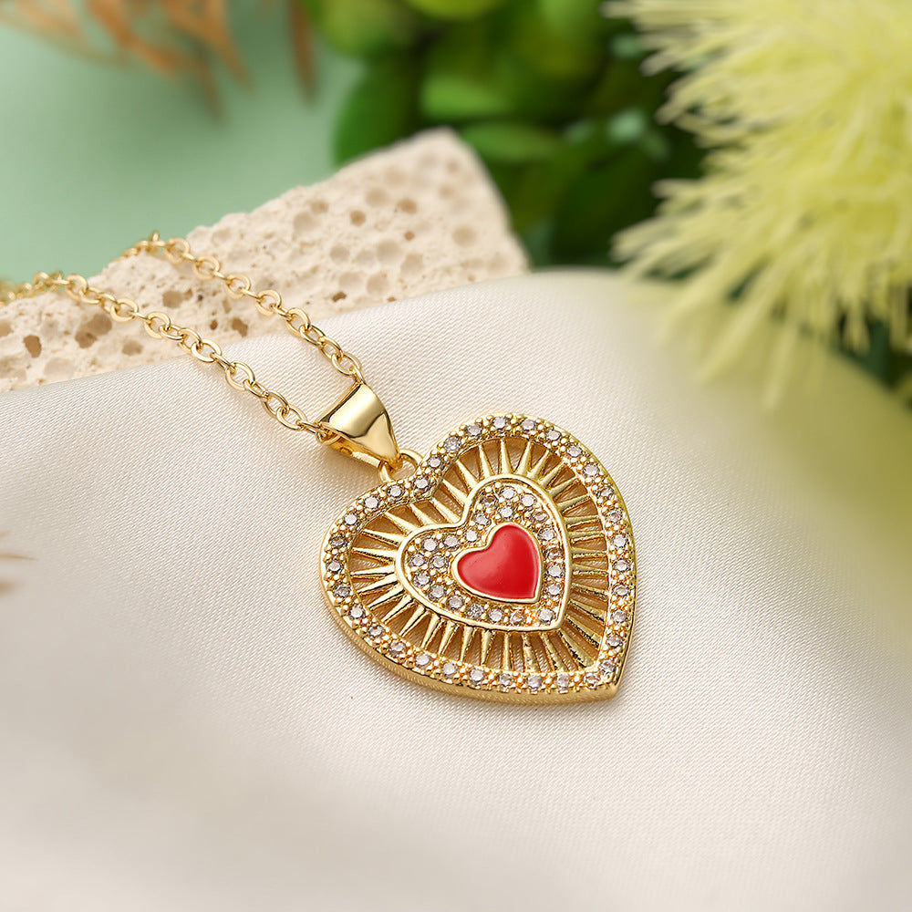 Minimalist Heart-Shaped Copper Pendant Necklace with Gold Plating for Women