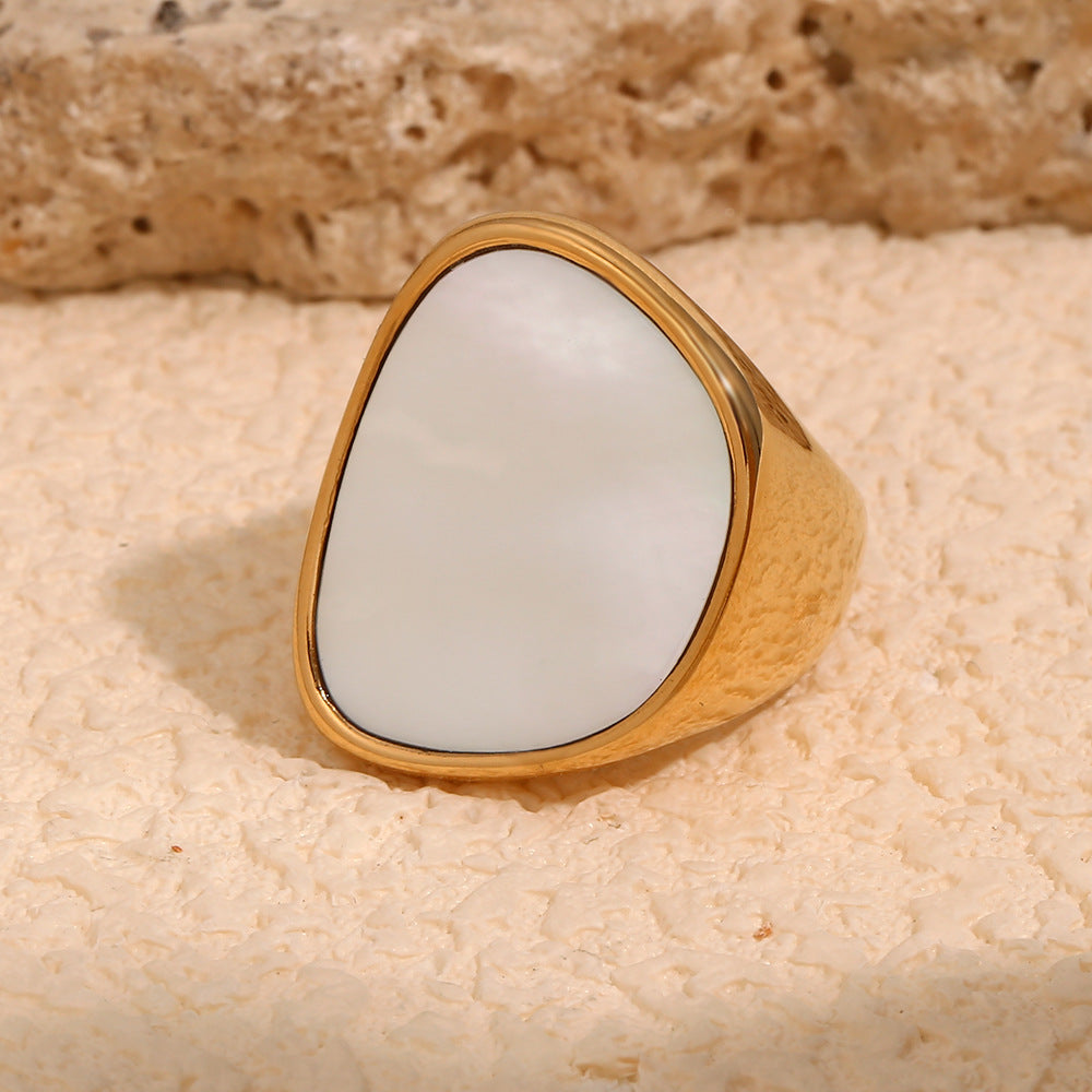 Anello geometrico alla moda in acciaio inossidabile con placcatura in oro 18K da donna