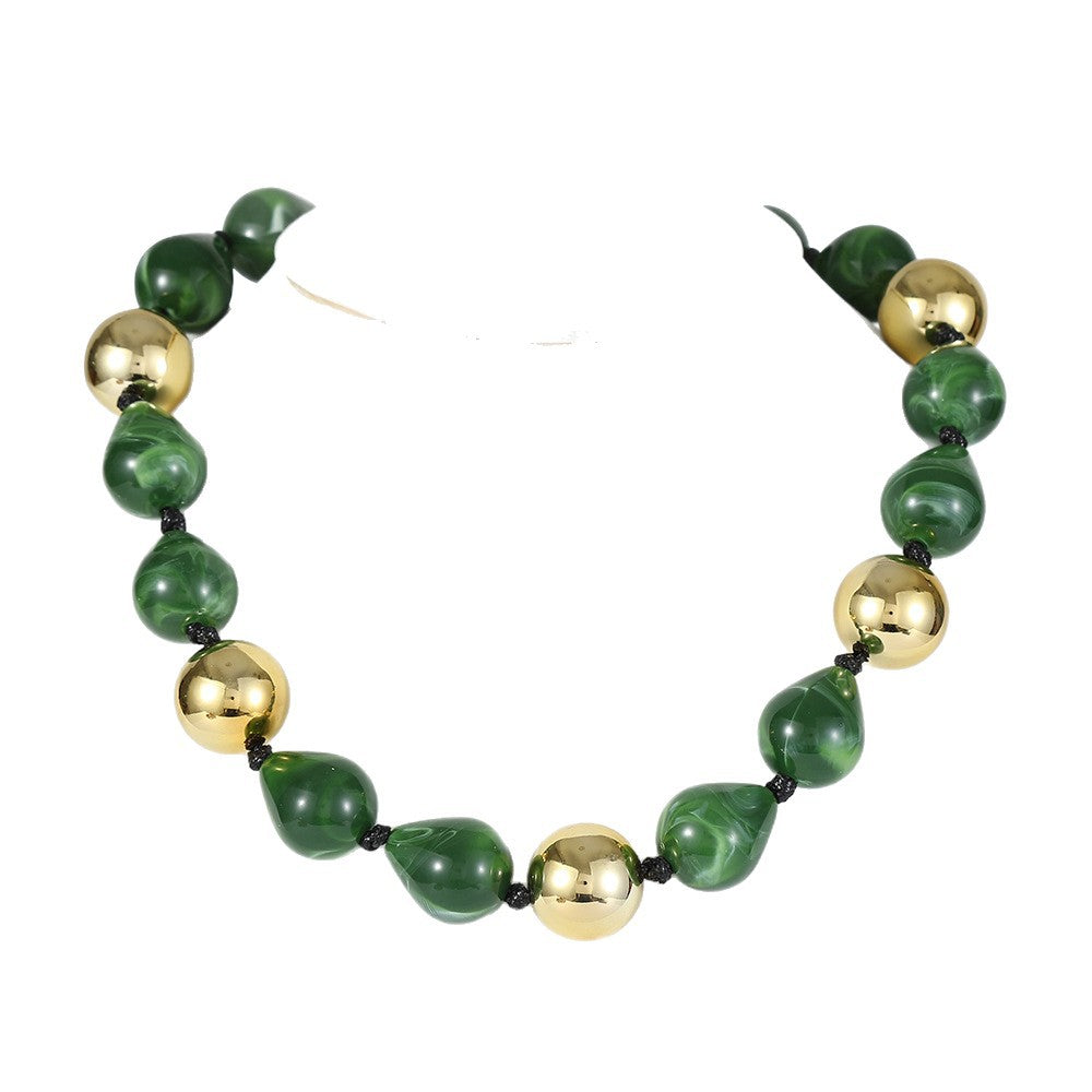 Punk Asymmetrical Acrylic Resin Geometric Round Beaded Necklace with Bubble Detail for Women