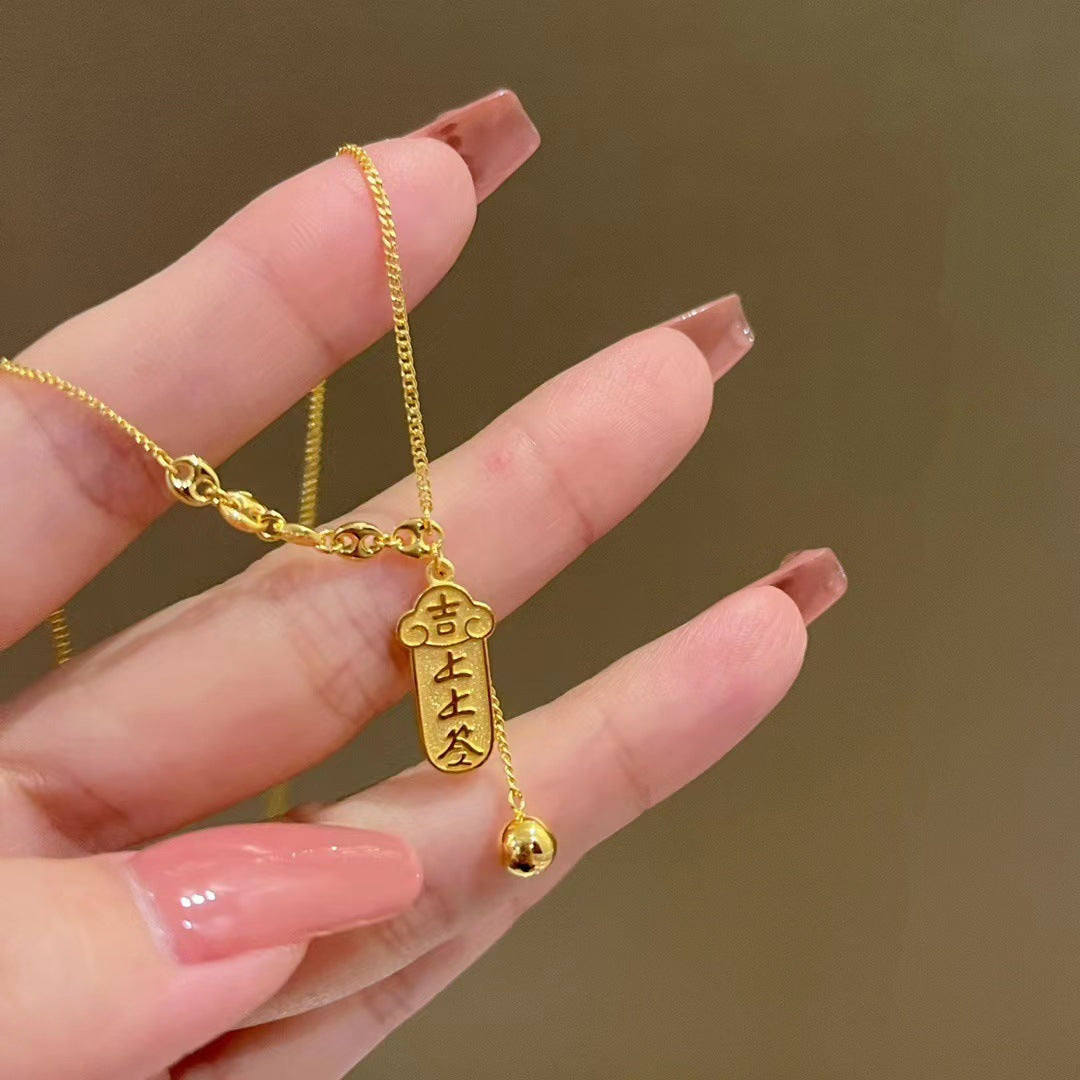 Collana pendente con quadrifoglio in acciaio al titanio placcato oro rosa 18 carati minimalista di lusso da donna