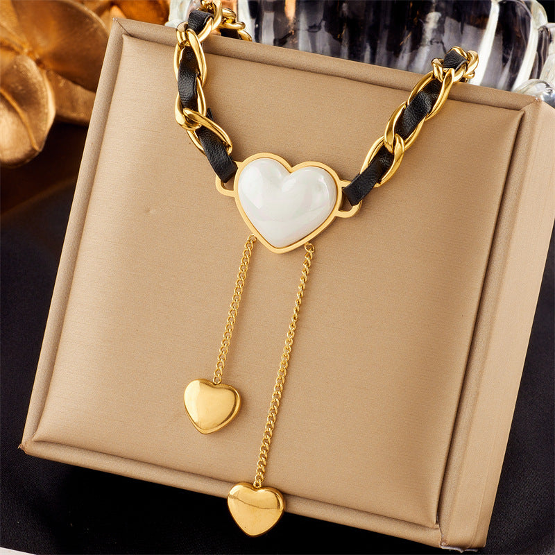 Vintage-Inspired Butterfly Pendant Necklace with Rhinestone Inlay on Stainless Steel Chain for Women