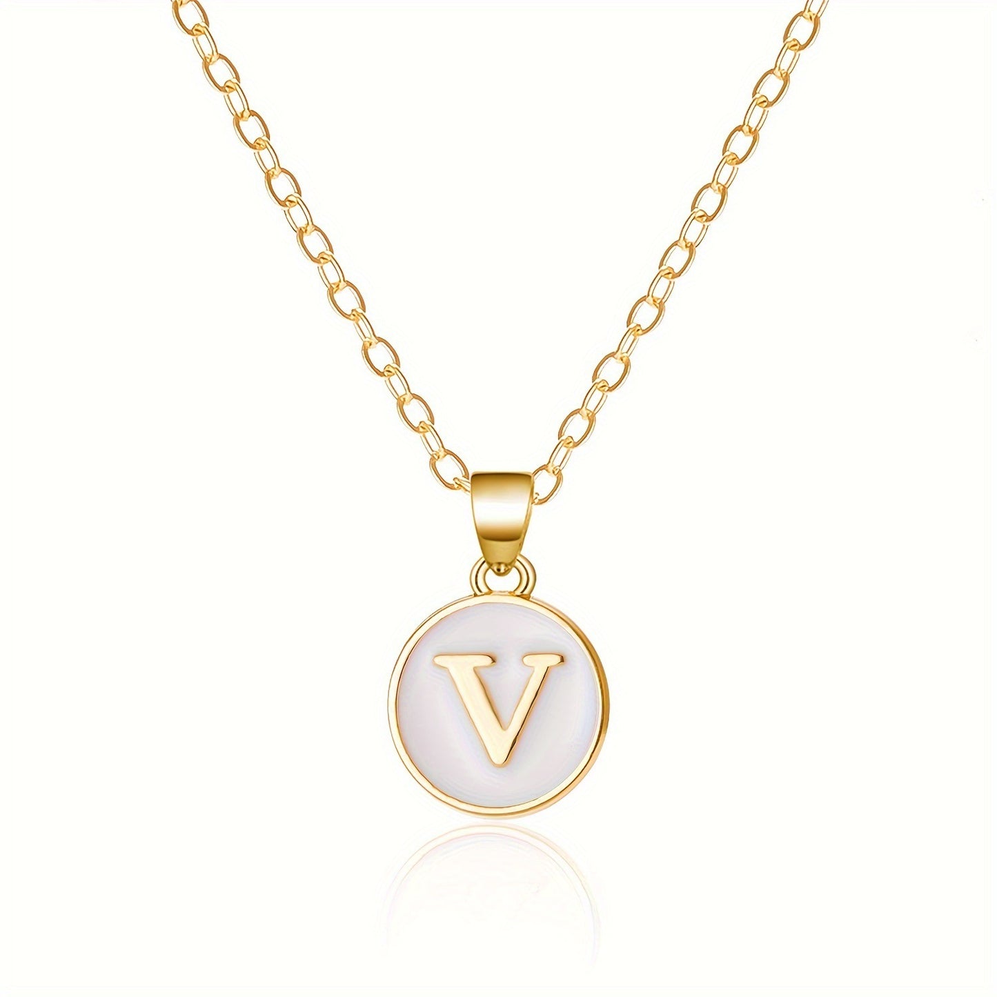 Collana con Pendente a Goccia d'Olio Alfabeto Lettera Rotonda Minimalista in Lega Placcata, Bicolore Bianco e Nero