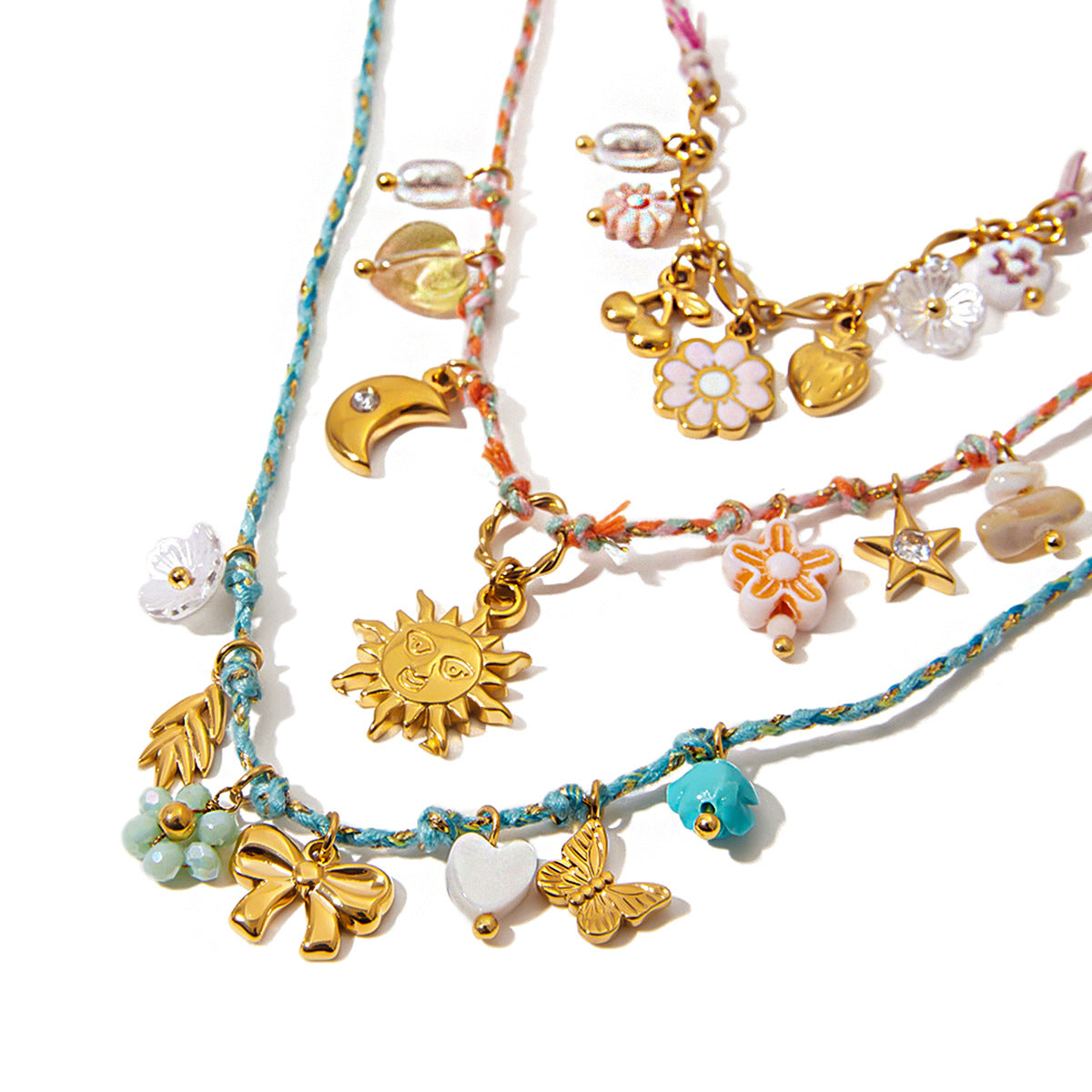 Elegante Collana in Acciaio Inossidabile Placcato con Motivo Floreale Geometrico e Ciondolo in Acciaio al Titanio da Donna con Barretta per Charm Fai da Te