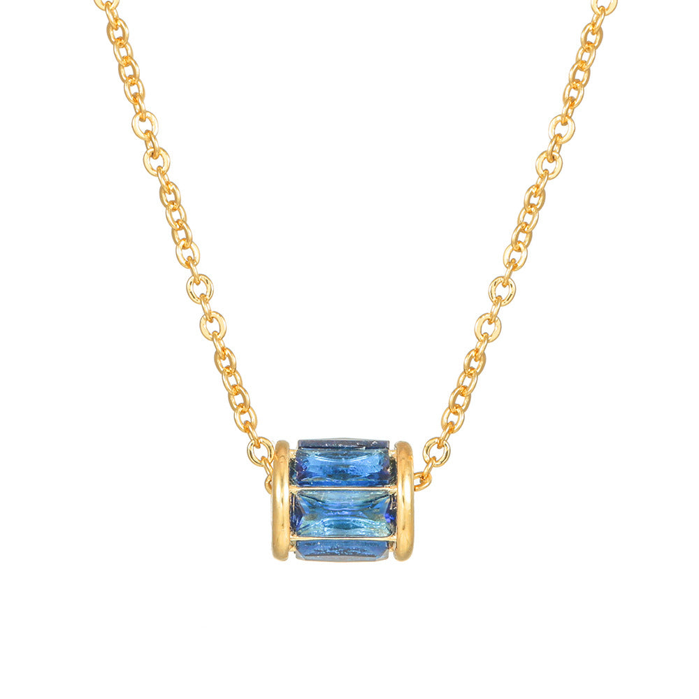 Minimalist Geometric Copper Plated Gold Diamonite Pendant Necklace with O-Chain for Women