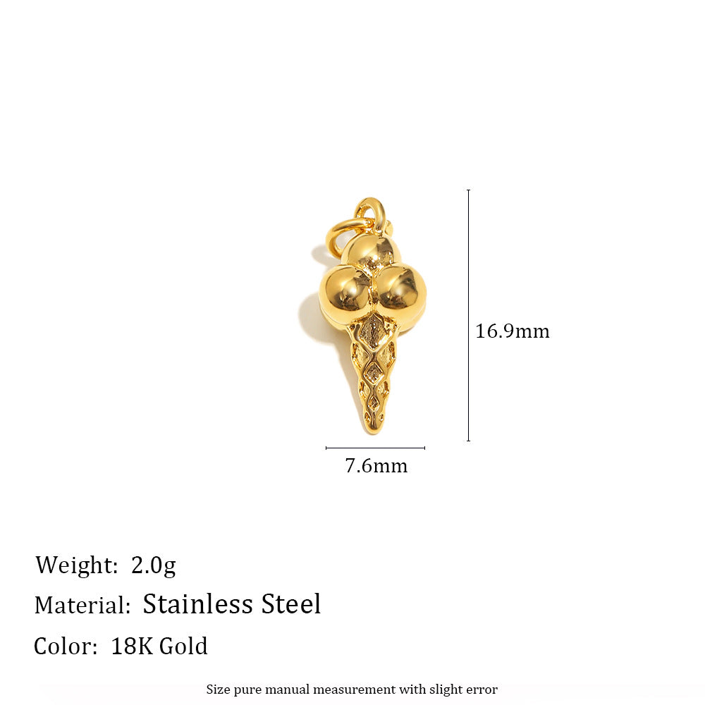 18K Gold Plated Stainless Steel Geometric Donut Charm Bar