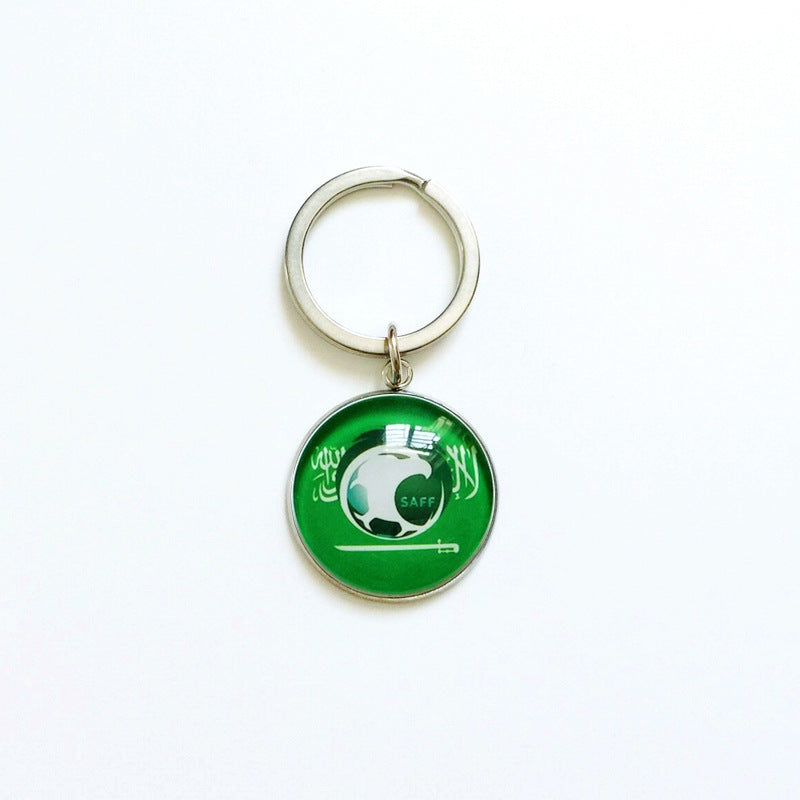 Sporty Round Stainless Steel Keychain National Football Team Souvenir Gift
