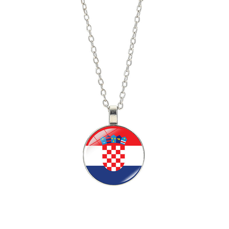 Sporty Geometric Alloy Plated Necklace with Crystal Pendant Unisex Cable Chain