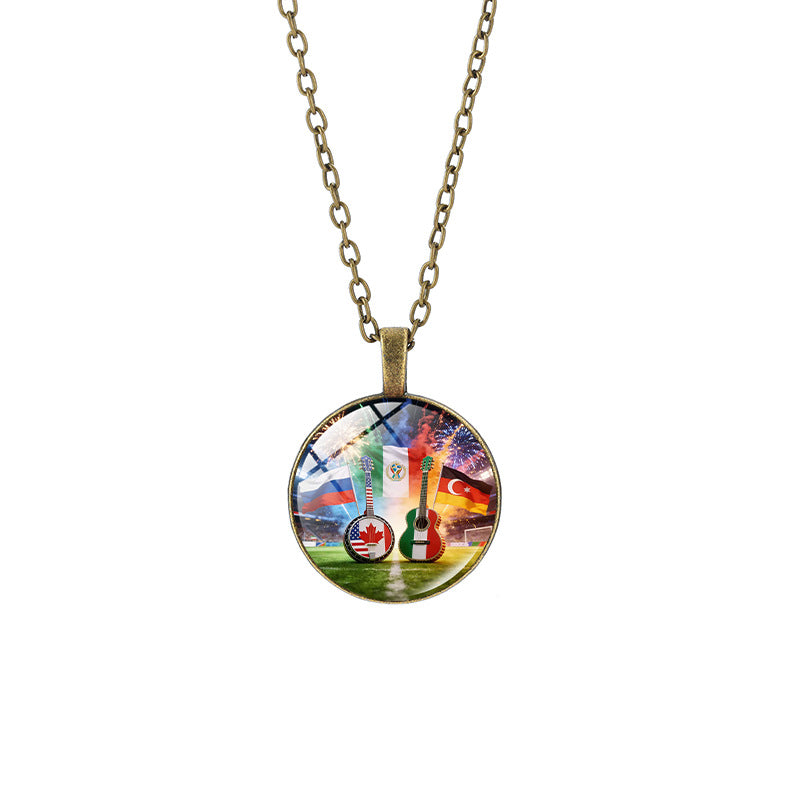 Vintage Sporty Geometric Alloy Pendant Necklace with Crystal Charm for Unisex
