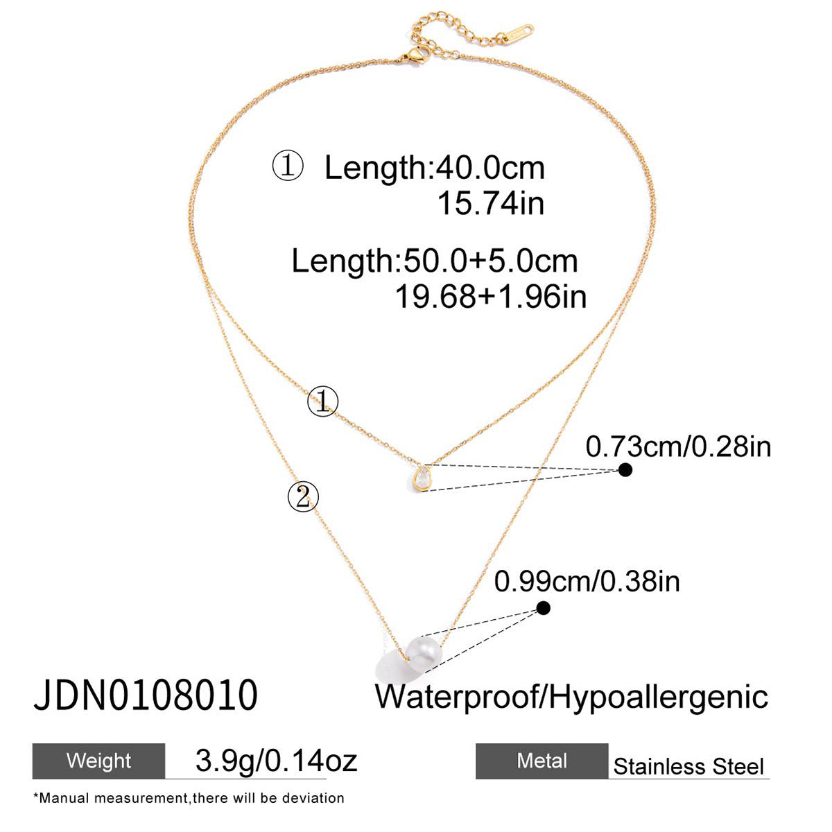 Collana con Pendente Geometrico Minimalista in Acciaio al Titanio con Accenti di Strass su Catena in Acciaio Inossidabile da Donna