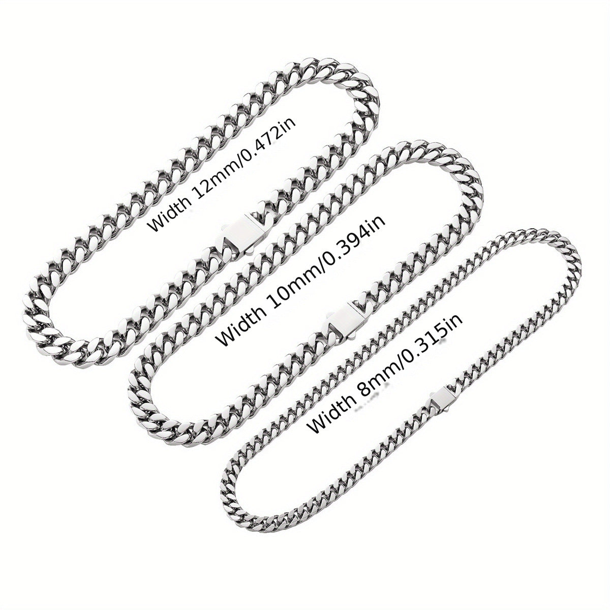 Collana da Uomo a Catena Cubana in Acciaio Inossidabile Lucido, a Forma Geometrica, Stile Hip Hop Robusto