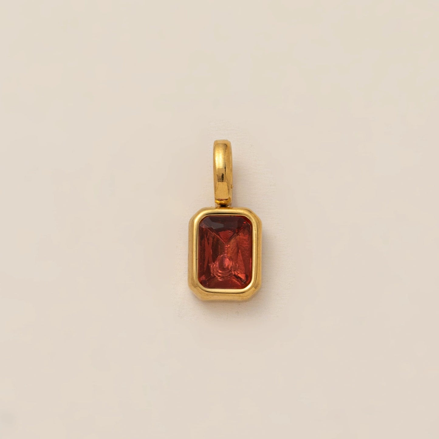 18K Gold Plated Stainless Steel Geometric Birthstone Charm Bar with Cubic Zirconia PVD Coating for DIY Shoe Accessories