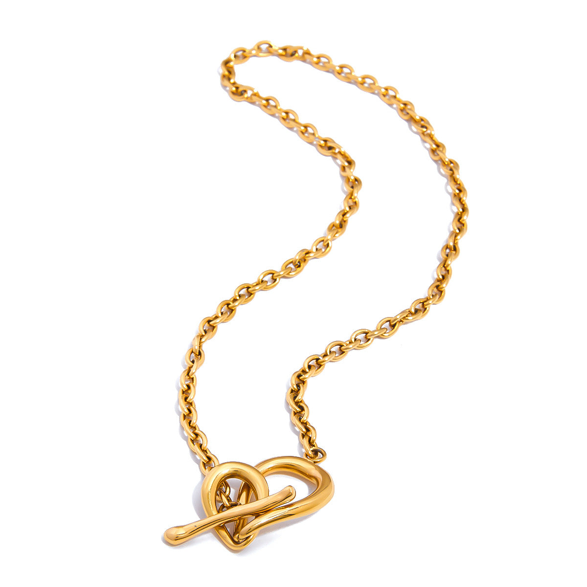 Collar minimalista geométrico chapado en acero titanio para mujer con cierre de anilla y cadena delicada de acero inoxidable para clavícula