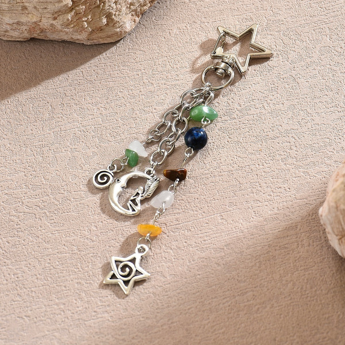 Sweet Minimalist Geometric Star Moon Zinc Alloy Keychain Bag Charm