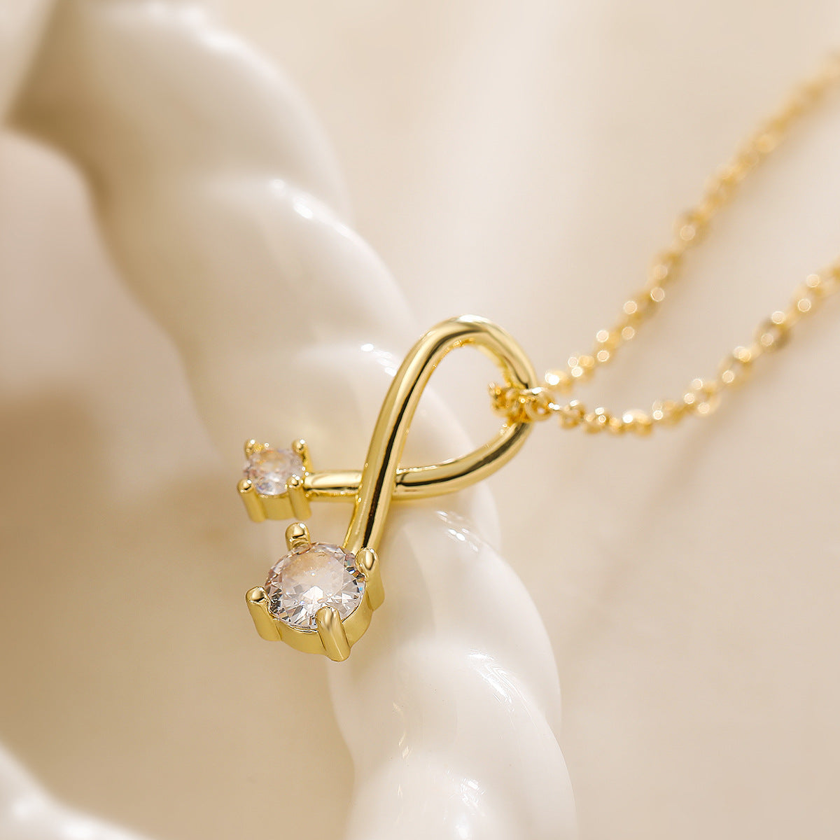 Minimalist Geometric Pendant Necklace for Women in Brass with Real Gold Plating and Zircon Inlay