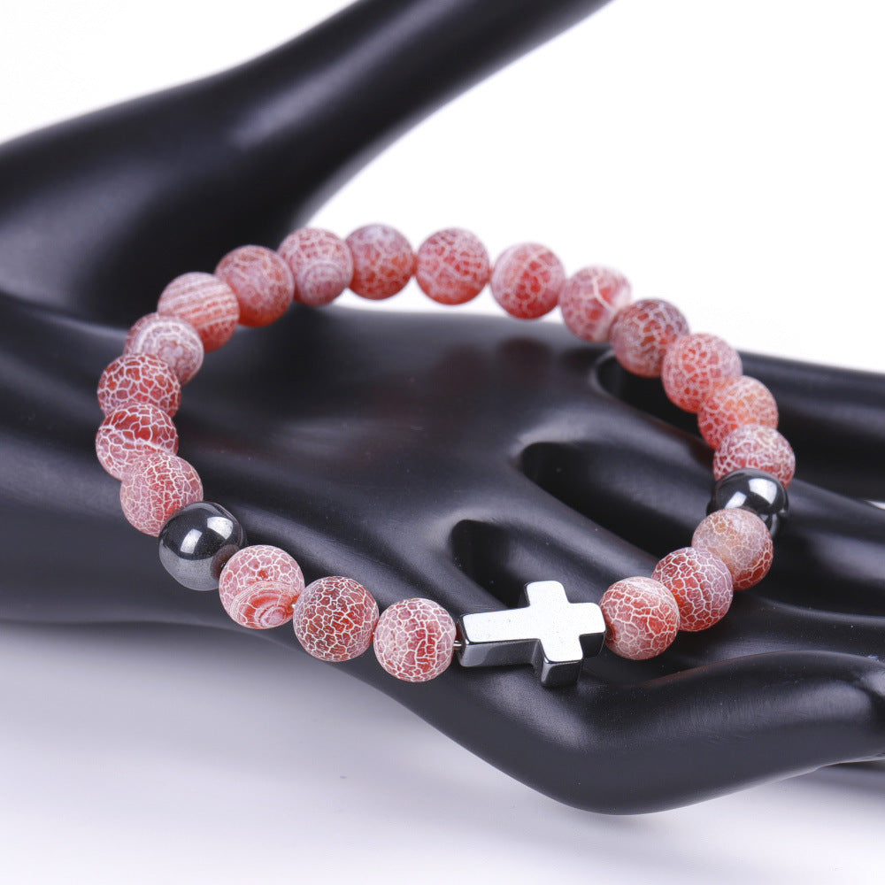 Sweet Geometric Agate Beaded Bracelet Unisex Elastic String