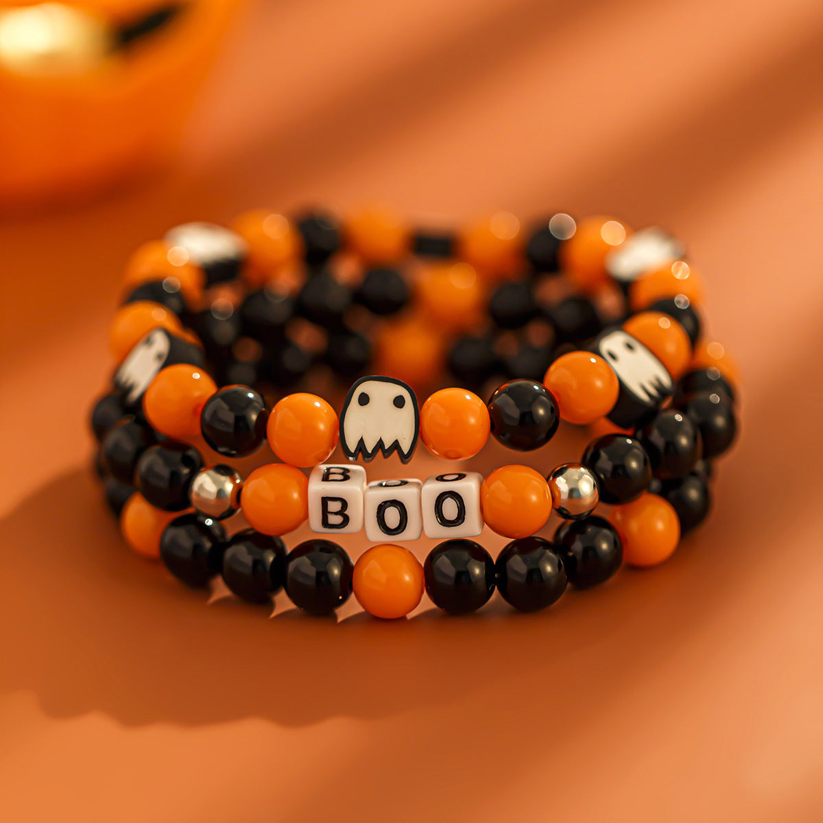 Pulsera de Calabaza de Halloween con Diseño de Cuentas Hecho a Mano para Uso Unisex, Lindo Accesorio de Fiesta con Estética de Dibujos Animados y Juguetona