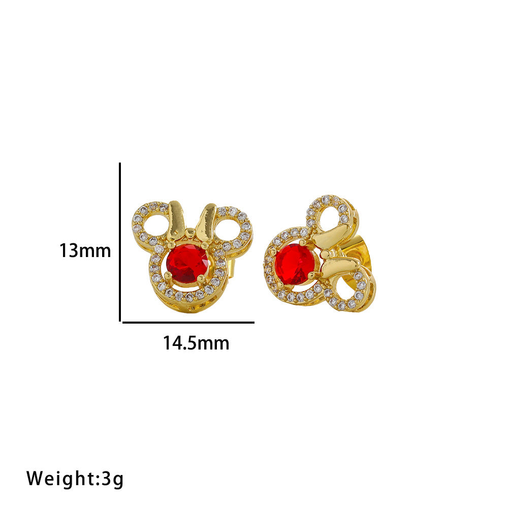 Set di collane di lusso da donna a tre pezzi con farfalla e Mickey, con catena in acciaio al titanio, intarsio di strass e catena a O
