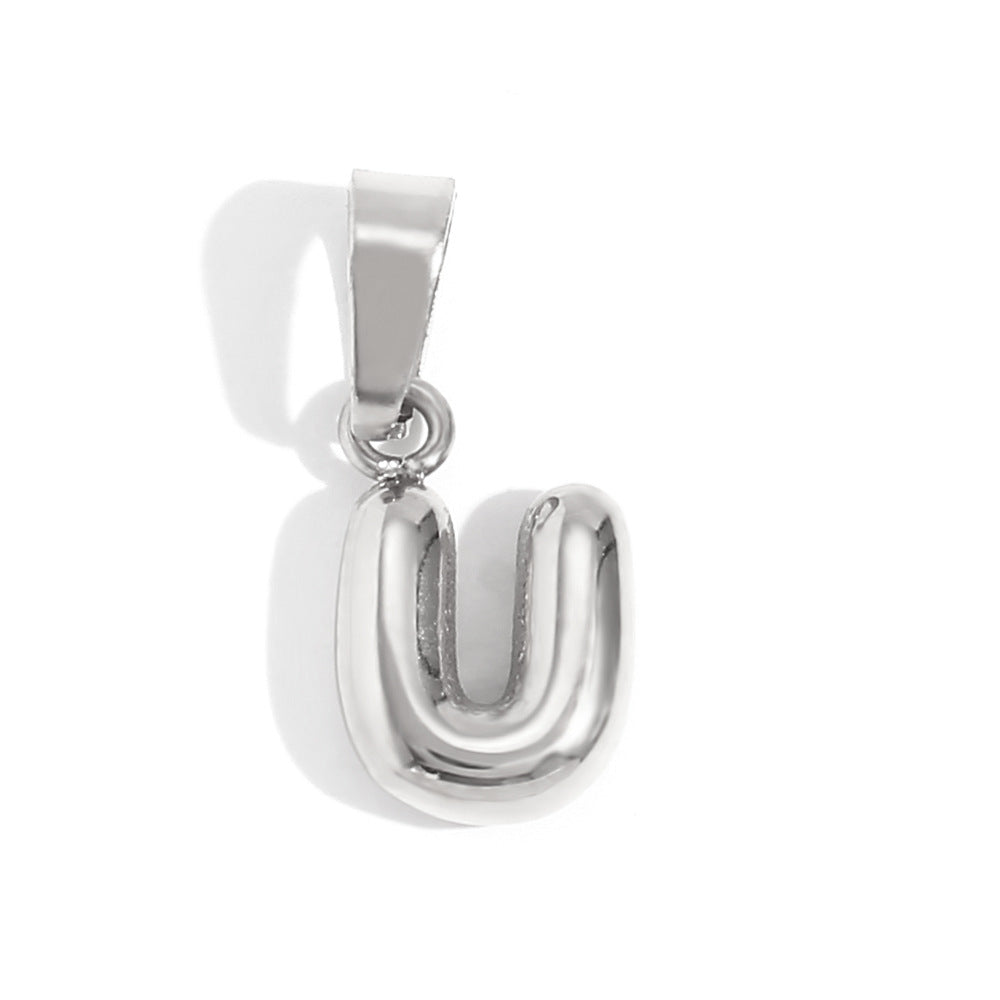 Ciondolo con mini lettera a bolla placcato oro 18 carati in acciaio inossidabile, moda minimalista