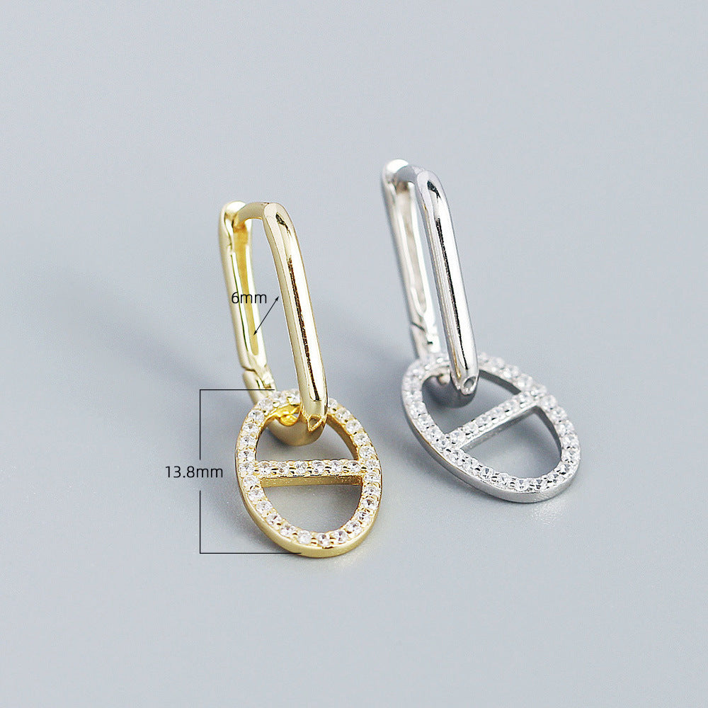 Orecchini a clip con strass geometrici "Sweet-Edgy" in argento sterling S925 da donna