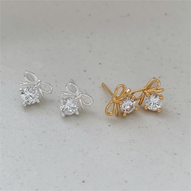 Pendientes de tuerca minimalistas de plata de ley 925 con circonitas cúbicas geométricas