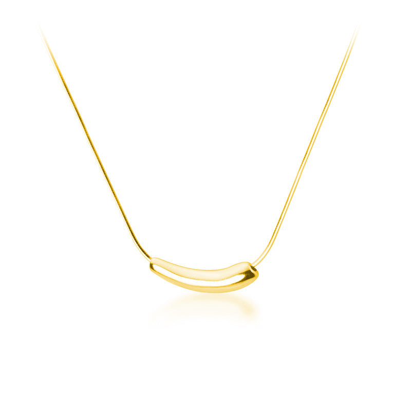 Minimalist Eggplant-Shaped Titanium Steel Pendant Necklace for Women with Plated Finish and Snake Chain