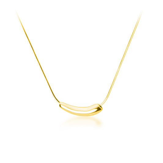 Minimalist Eggplant-Shaped Titanium Steel Pendant Necklace for Women with Plated Finish and Snake Chain