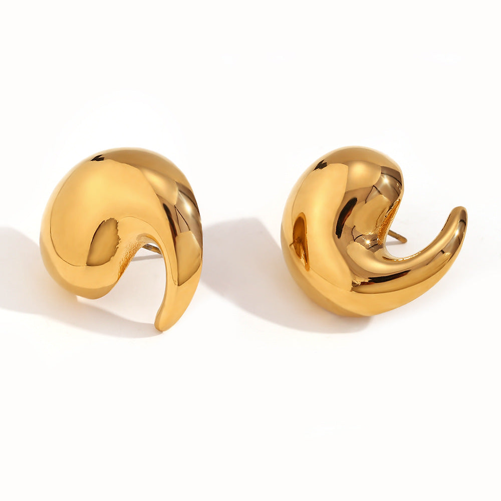Orecchini a perno da donna geometrici a onda in acciaio inossidabile placcati oro 18K