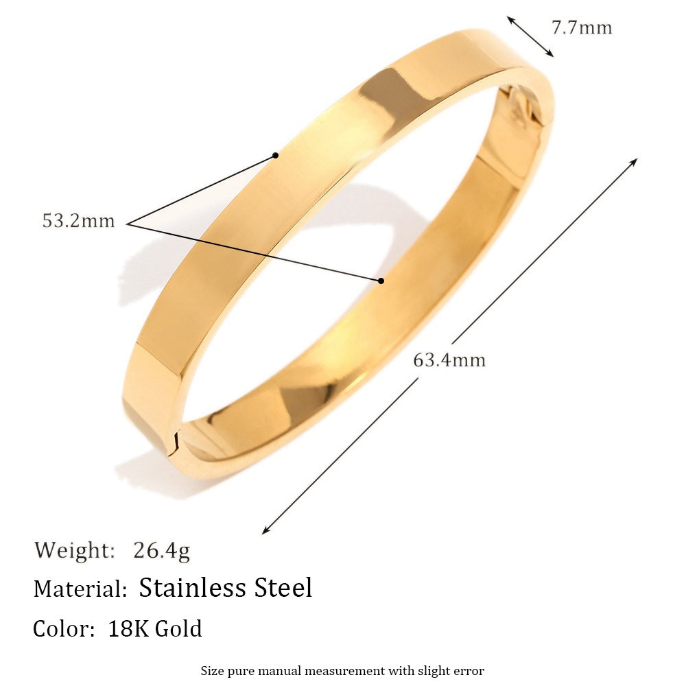 Bracciale da donna placcato oro 18 carati in acciaio inossidabile geometrico minimalista