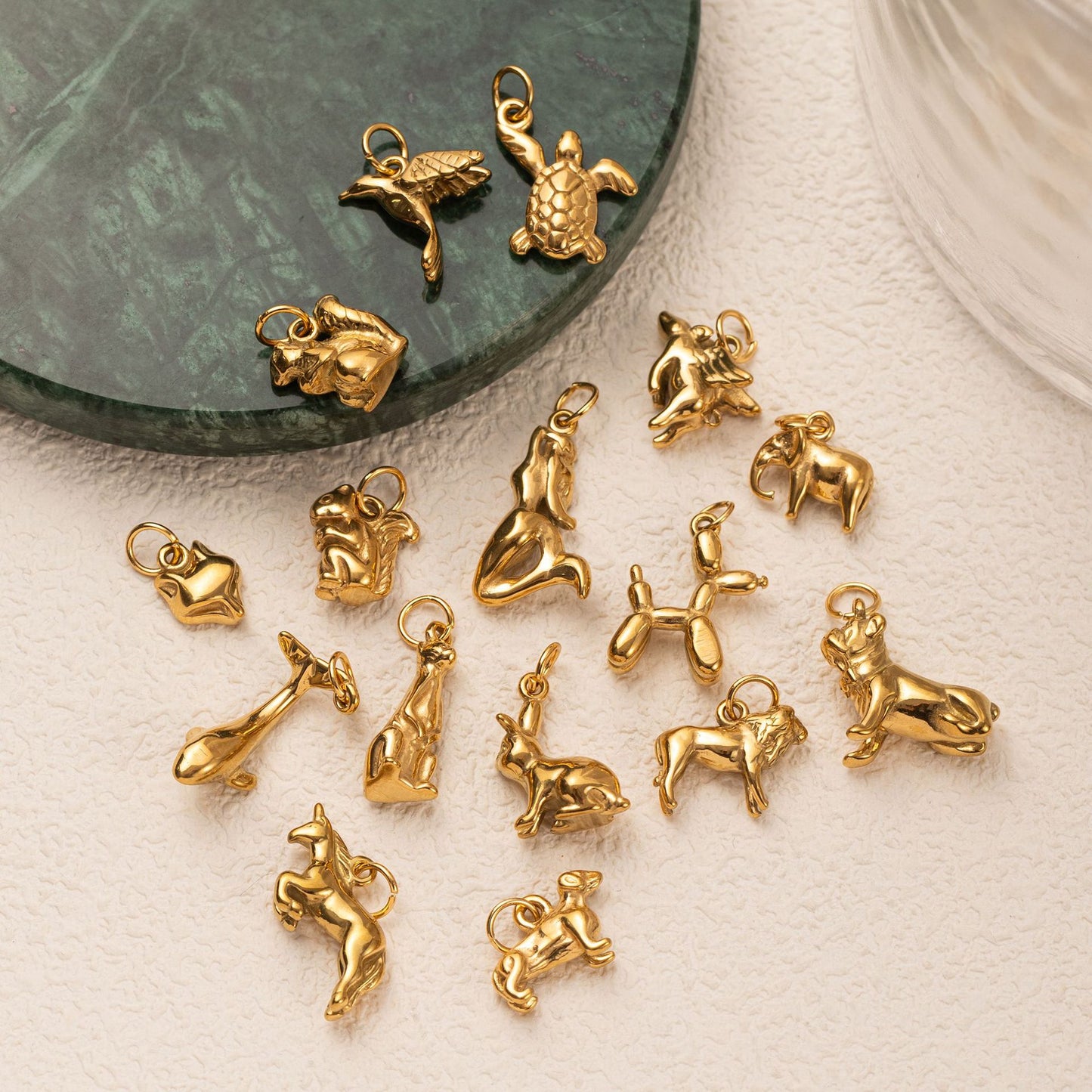 18K Gold Plated Stainless Steel Animal Charm Bar PVD Cable Chain Unisex DIY Pendant