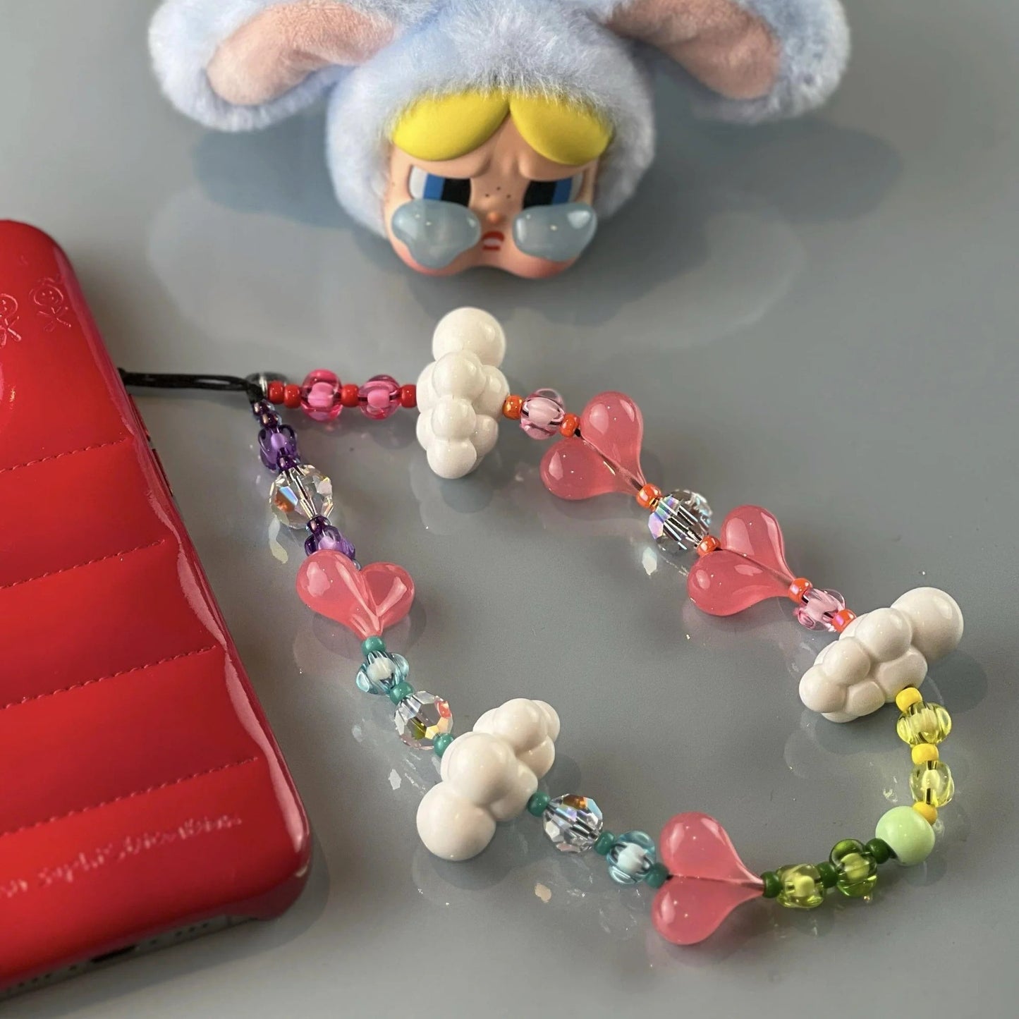 Heart Cloud Acrylic Plated Pendant Charm Chain