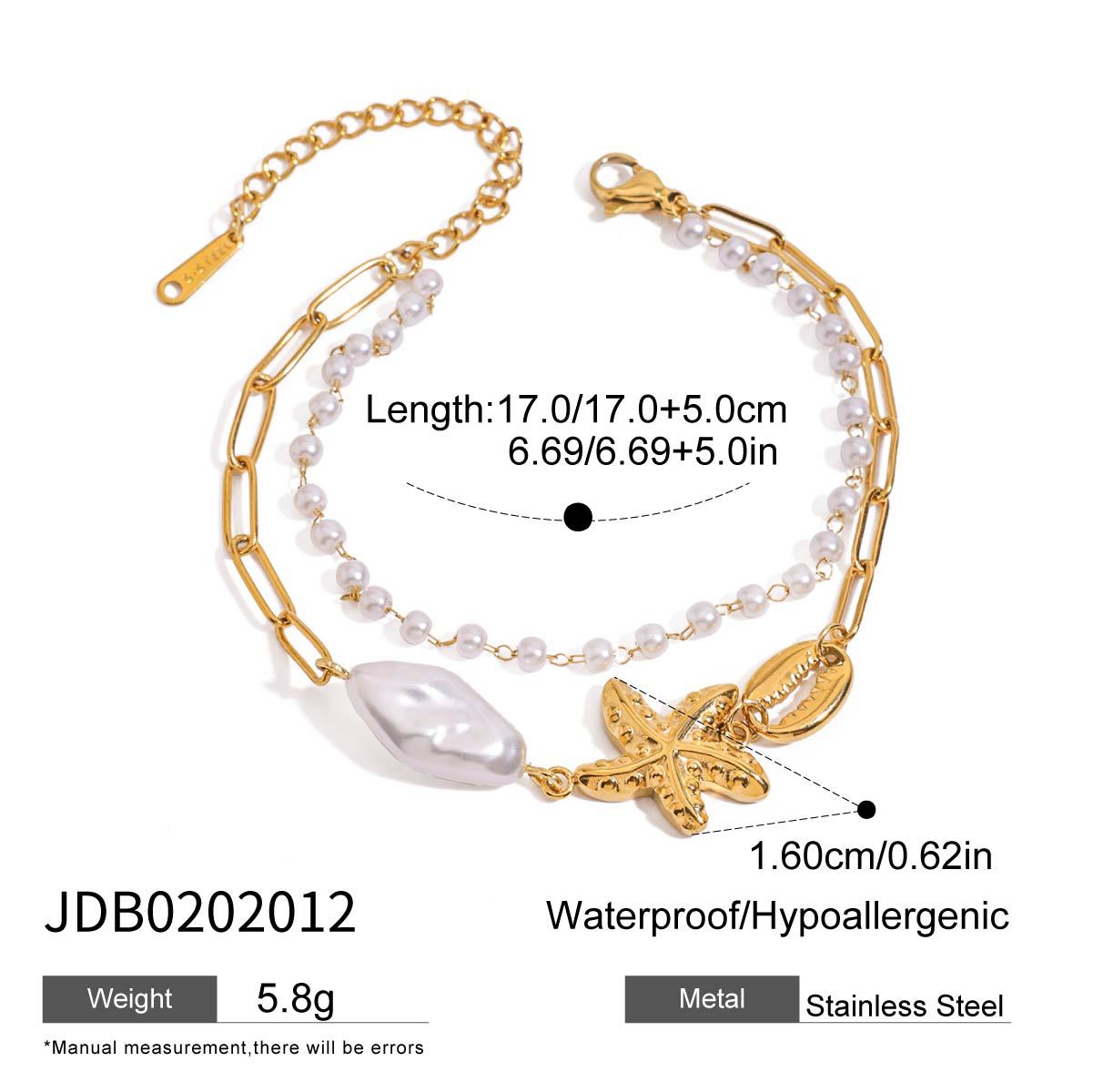 Pulsera Minimalista de Acero Inoxidable con Forma de Fruta, Perlas y Acabado Chapado para Mujer