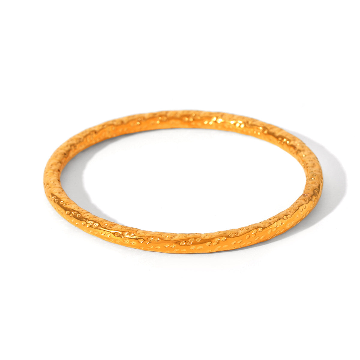 Bracciale da donna in acciaio inossidabile testurizzato cavo minimalista con finitura placcata