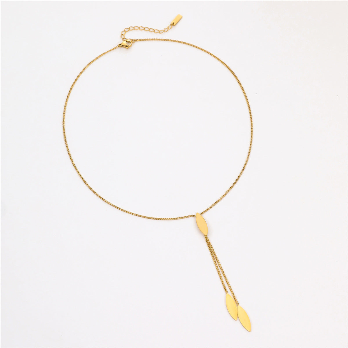 Collar con colgante de lágrima geométrica minimalista vintage para mujer, cadena chapada en acero inoxidable