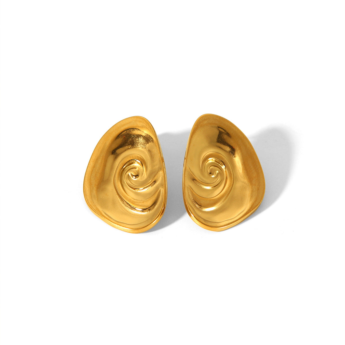 Ins Style 18K Gold Plated Stainless Steel Geometric Conch Shell Earrings for Women