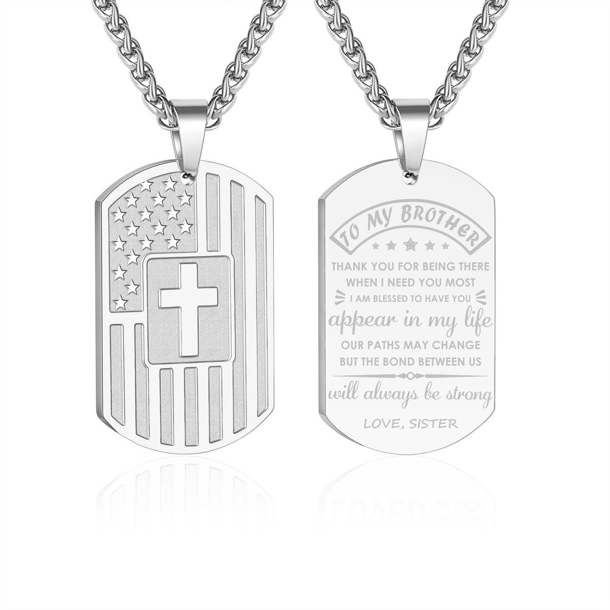 Collana con pendente a croce in acciaio inossidabile lucidato e acciaio al titanio con forma geometrica per uso quotidiano